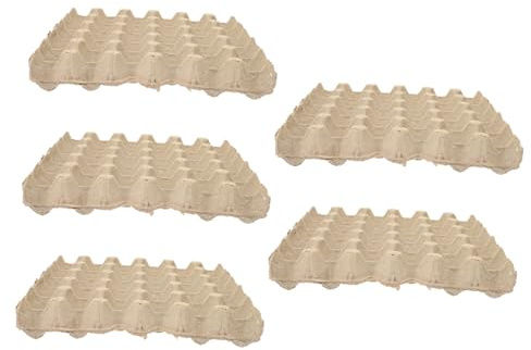 Hoement Porta Huevos de Papel Pulp 30 Unidades 5×6 Cartón Huevera Plano Reciclable Almacenamiento Protección para Huevos Frescos Mercado Hogar Granja