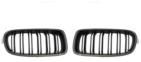 Frontgrillgitter Für 3er F30 F31 F35 316i 318i 320i 328i 330i 2011-2019 Frontnierengrill Autoersatz Renngrill Schwarz Glänzend Nierengitter Grill(Double Line Carbon)