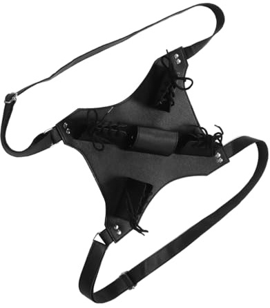 FUNNETOYU Cinturón Doble Ajustable para Cosplay, Niños y Adultos, Soporte Trasero De Cuero Marrón para Dos Armas Blancas, Correa De Hombro Versátil para Disfraces Medievales y Anime
