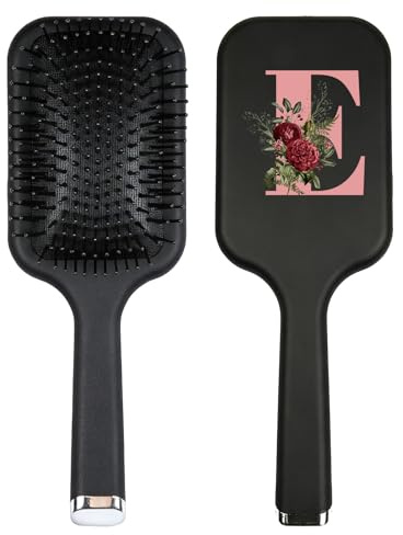 Spazzola per capelli a pagaia da donna A-Z stampata spazzola districante per capelli lisciante e lisciante per capelli bagnati e asciutti naturali forniture per saloni di capelli (E)