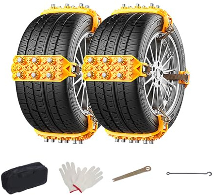 TgGreat Schneeketten FüR Hyundai Equus 2009-2016, Schneekette, Reifenketten, Anti-Rutsch Wiederverwendbare FüR Reifenbreiten 165-265mm FüR Matsch Sand Schnee EIS GeläNdefahrten,Yellow-8pcs