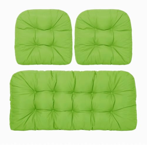 Set di 6 cuscini impermeabili per sedie da esterno, trapuntati, per dondolo e panca in rattan, cuscini in vimini per tutte le stagioni (verde frutta)