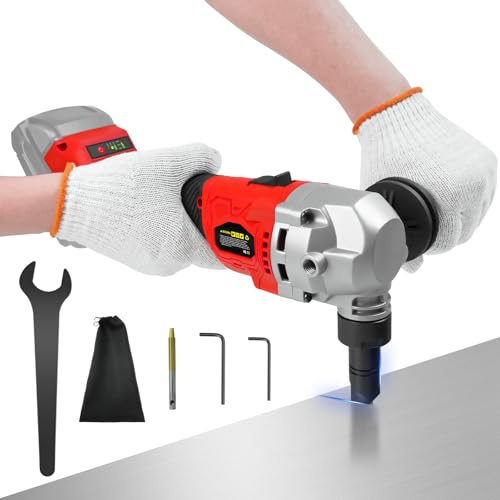 Cordless Metal Nibbler for Milwaukee 18V Battery, Brushless Nibbler Metal Cutter with 3 Speed, Electric Nibbler Steel Cutter for Stainless Steel, Aluminium, 30000RPM, Dusty Bags, 2 Blades(No battery)