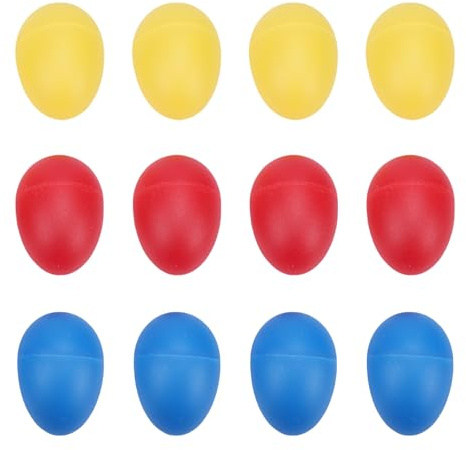 Jeffergarden 12 Cocteleras de Huevos de Plástico, Instrumentos de Percusión con Partículas de Fina para Juegos Al Aire Libre en el Aula, Aprendizaje en Grupo de de Pascua, 3 Colores Azul