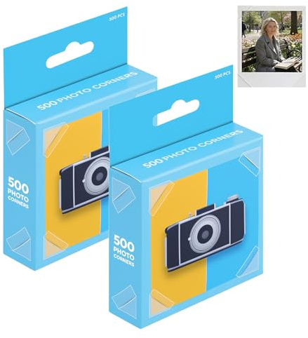 DASHUI 1000 Stück Fotoecken Selbstklebend Transparent, DIY Fotobuch Ecken, Rollenförmige Klebeecken für Fotos, Perfekter Bilderschutz für Albums & Scrapbooking