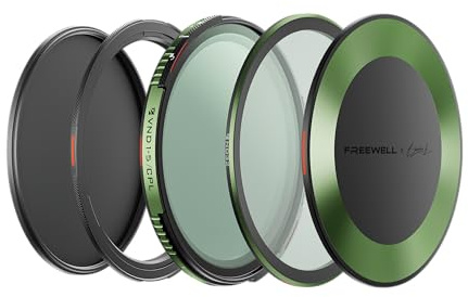 Freewell x Brandon Li 82 mm variabel ND/CPL basuppsättning | 1–10 bländarsteg med ND32, främre och bakre lock, 82 mm basring, magnetiskt + låsbart filter för video och fotografering