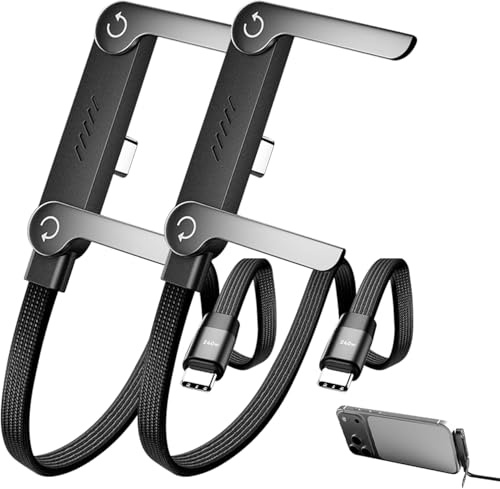 LUKA HERO USB C Charging Cable with Phone Stand, 240W Fast Charging Type C Cable, 2-in-1 Foldable Holder, 1.5M Nylon Braided 90° Elbow Charger Cord for Smartphones Laptops Gaming Travel (Matte Black)