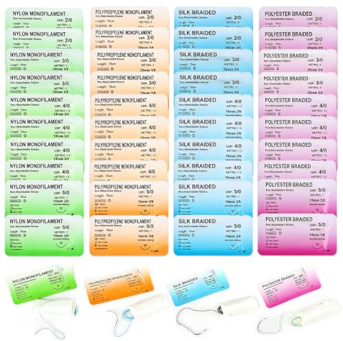 40 Stück Nahtmaterial Mit Übungsnadeln, Nahtmaterial Set, Nadel Und Faden Set, Nachfüllpackung Für Chirurgisches Nahtset Nahtmaterial Chirurgie, Für Medizinstudenten Training