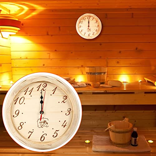 Yinhing Horloge de Sauna élégante de 23 Cm, Horloge Murale en Bois Fabriquée à la Main pour Haute Température et humidité, Idéale pour Une Utilisation dans Le Sauna