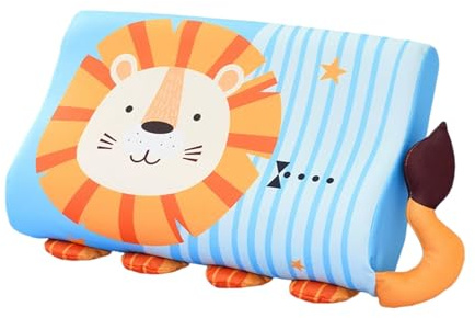 AngLink 【Kinderkissen für gesunden Schlaf】 Ergonomisches Kopfkissen für Kinder mit atmungsaktivem Bezug und süßen Tierdesigns – Optimale Schlafposition, Hypoallergen, Waschbar (Löwe)