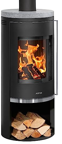 Justus 5686 11 Faro 2.0 Kaminofen Stahl Schwarz mit Speckstein-Abdeckplatte/A+