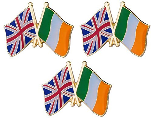Set of 3 x Ireland And United Kingdom Union Jack Flag metal pin badges