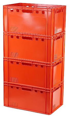 Logiplast 4 Stück E3 Kisten 60x40x30 Fleischkiste Lagerkiste Metzgerkiste in rot