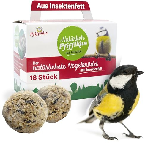 Pfiffikus Boulettes d'Oiseaux à Base de Graisse d'Insectes I Boules de Graisse Naturelles Sans Filet | Boulettes d'Insectes pour Oiseaux Sauvages | Nourriture pour Alimentation en Toute Saison
