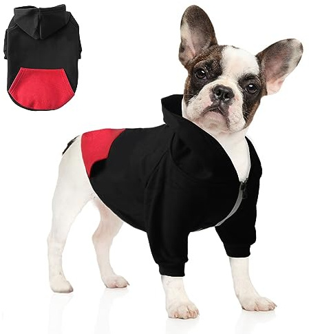 meioro Hunde Kapuzenpullis Warm Hundebekleidung Reißverschluss Hundekleidung Nette Haustier Hoodies (M, Schwarz)