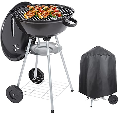 Charcoal Grill 18 inch Barbecue Grill with Waterproof Grill Cover for Outdoor Courtyard Picnic Camping Tailgating BBQ Kettle