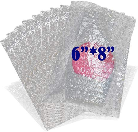 100Pack 6x8 Inch Bubble Out Bags Bubble Pouches Wrap Cushioning Packaging Bags, Double-Side Premium Small Bubble Out Pouch for Moving, Shipping, and Storage