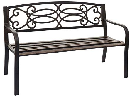 Mendler Gartenbank HWC-F44 2-Sitzer pulverbeschichteter - Vintage Bronze | Bank, Parkbank, Sitzbank, Stahl