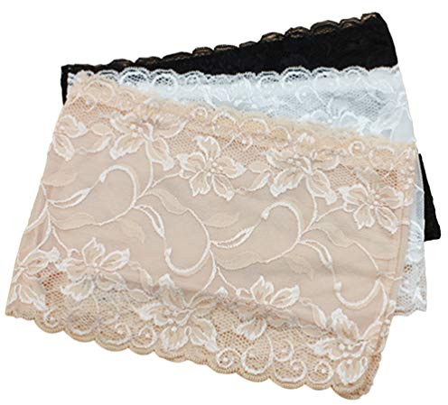 SOIMISS 3 Piezas Chaleco con Paneles Invisibles Tops De Tubo Negros para Mujer Vestidos para Niña Sujetadores Bandeau Cubrir El Escote Tubo De Encaje Flores De Las Mujeres Consejos