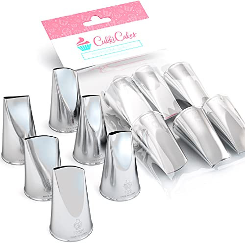 Cukkicakes Set di 6 Beccucci per Sac a Poche Professionali per Decorare Cupcake e Torte con Fiori (124, 120, 122, 124K, 125K, 126K) - Bocchette per Pasticceria prodotte in Corea