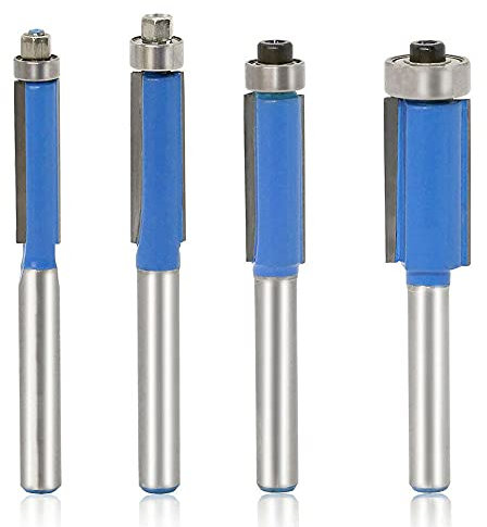Saipor 4Stück 8mm Schaft Bündigfräser Holz Fräser Schneiden Nutfräsen mit Kugellager Kopierfräser Oberfräser Nutfräser Holzfräser Bit Set Holzbearbeitungs Schneidwerkzeug