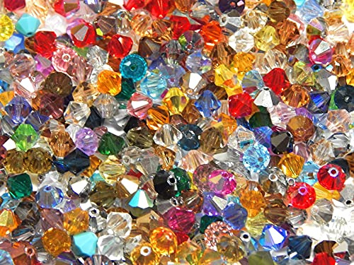 Perlin 50stk Preciosa Böhmische Kristallperlen 6mm Doppelkegel Bunte Mix Perlenset Tschechische Perlen Glasschliffperlen Glasperlen, Bicone Beads