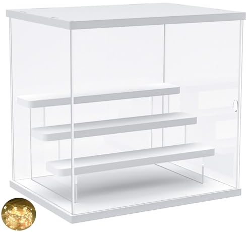 Joody 4 Etagere Vitrine pour Collection, Figurine, Amiibo, Object Manga, Vitrine Acrylique Rangement Boite Plexiglas avec Porte et Support, Anti-poussiere Boite Transparente Vitrine Salon Exposition