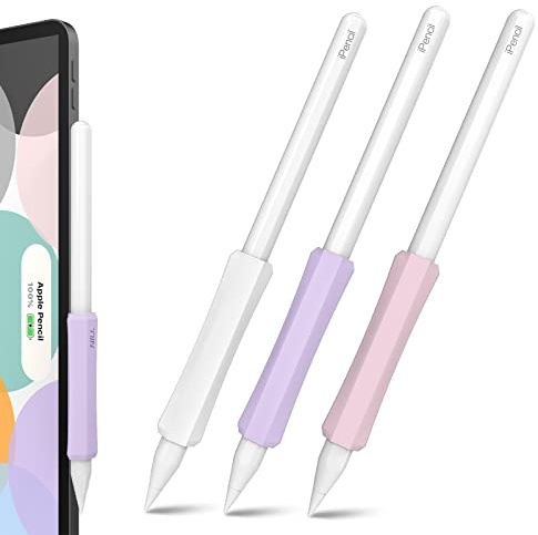 NIUTRENDZ 3 Stück Silikon Griff für Apple Pencil 2. Generation, Apple Pencil Pro& USB-C Schutzhülle Zubehör Ergonomisches Design Ärmel Halter【Magnetisches Aufladen & Double Tap】