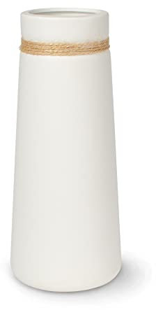Flature Keramikvase für Pampasgras – große weiße matte Boho-Dekoration, 20,3 cm hoch für frische und getrocknete Blumen