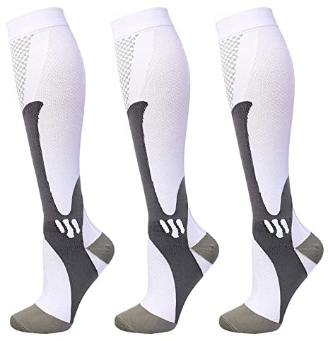 3 Paires Chaussettes De Contention Homme Et Femme, Bas De Contention, Chaussette De Compression pour Le Running, Les Sport, L?Avion, Les Voyages, Récupération