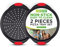 NutriChef 2-Pc. Non Stick Pizza Tray - with Silicone Handle, Round Steel Non-Stick Pan with Perforated Holes, Dishwasher Safe, Pizza Tray with Silicone and Oversized Handle, PFOA, PFOS, PTFE Free