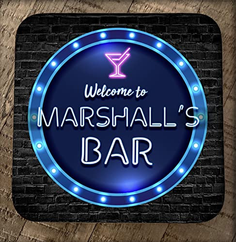 Artylicious Tapis de bar personnalisé – Cercle bleu fluo | Dessous de verre personnalisés – Choix de tapis de bar à domicile – Accessoires de bar à domicile (sous-verre simple)