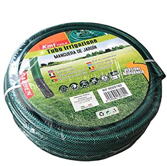 Tubo Irrigazione Retinato 5/8'' 15mm, Tubo Acqua Giardino, 3 Strati Colore Nero Verde (20M)