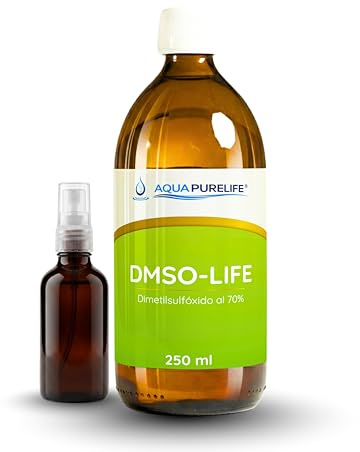 AQUAPURELIFE® DMSO 70 % 250 ml - Dimethylsulfoxid Pharmazeutische Qualität 99,9 % Reinheit - Universallösungsmittel zertifiziert Europäisches Arzneibuch Ph. EUR - bernsteinfarbene Glasflasche mit