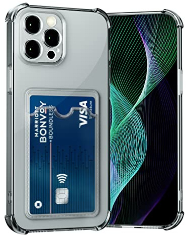 AKABEILA Hülle für iPhone 13 Pro Schutzhülle mit Kartenfach Transparent Silikon TPU Handyhülle Dünn Weiche Stoßfest Flexibel Handy Tasche Bumper Brieftasche Case Cover 6.1