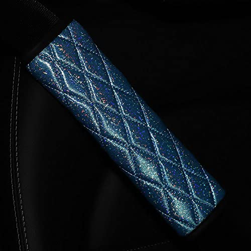 Duories 4 Almohadillas cinturón Bling Bling para Coche,Acolchado para cinturón Asiento,Acolchado para cinturón Seguridad Coche,Almohadillas cinturón Seguridad Premium para ni?os Adultos,Color Azul