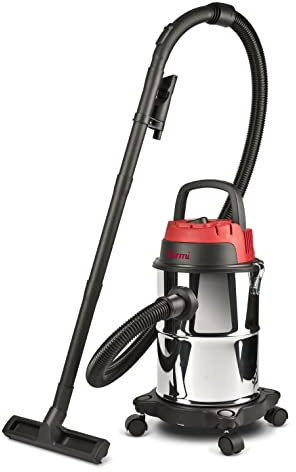 Girmi Ap45 Vått- Och Torrdammsugare I Rostfritt Stål, 15 Liter, 1000 W, Sugkraft 16 Kpa, Återanvändbart Tygfilter, Tillbehör Ingår, Röd/Svart