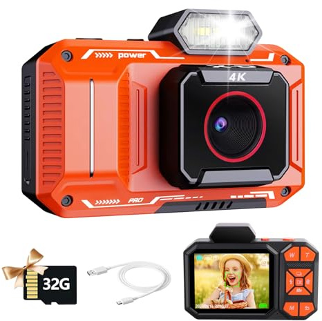 Mingfuxin Appareil Photo Numérique Compact, Caméras de Vlog 4K 48MP Autofocus, Appareil Photo Enfants avec 16X Digital Zoom Carte 32 Go, Rechargeables Appareil Photo pour Enfant, Adulte, Débutant