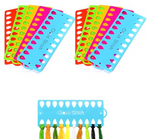 Zasvec Stickgarn-Organizer 10 Blätter Kreuzstich Fadenhalter Stickgarn Veranstalter Kunststoff-Stickgarn Organizer Aufbewahrungsplatte für Stickgarn Stickgarn-Halter Fadenhalter-Organizer