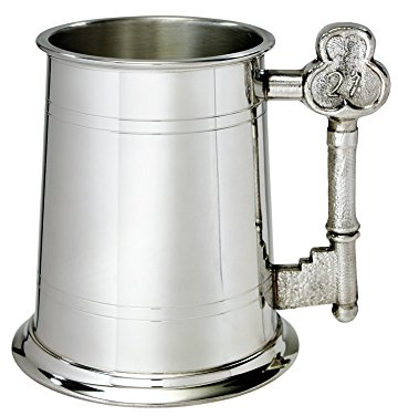 Wentworth Pewter Chope en étain avec poignée en forme de clé 21ème – avec gravure, A23821HENG
