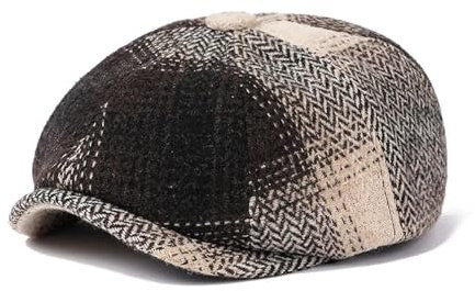 WOYUANSHA Barett Baskenmützen Für Herren Newsboy-Kappen Mit Polyester-Aufdruck Flache Schirmmütze Für Herren Und Damen Maler-Baskenmütze 55–59 cm Tragestil3