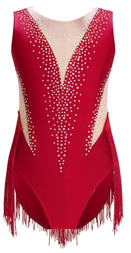 Yruioon Mädchen Turnanzug Glitzer Gymnastikanzug Ärmellos Ballettanzug Eiskunstlauf Body Overall Gymnastik Leotard Wettbewerb Tanzkostüm