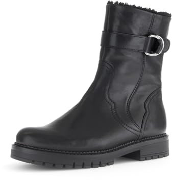 Gabor Damen Biker Boots, Frauen Stiefeletten,Komfortable Mehrweite (H),Warmfutter,halbstiefel,Kurzstiefel,schwarz (Webl/CDF),38.5 EU / 5.5 UK