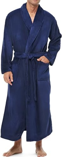Alexander Del Rossa Long Mens Robe Full Length Big and Tall Bathrobe for Men, Navy Blue XL Tall (A0124NBLXLT)