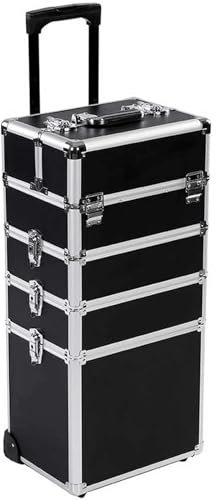 HSHTTKL Abnehmbarer 4-in-1-Werkzeugkasten, Beauty-Reise-Aufbewahrungswagen, Tragetasche mit Griff und Rollen, Aufbewahrungskoffer mit Aluminiumrahmen