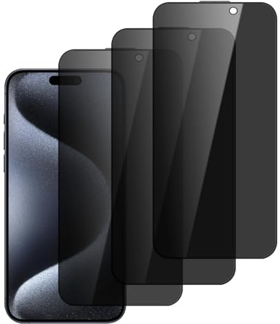 DYNASCO 3 Pezzi Privacy Pellicola Protettiva per iPhone 15, Durezza 9H Copertura Totale Anti-Spy Vetro Temperato Protezione Schermo per iPhone 15 6,1 - Anti-Graffio, Anti-Impronte, Senza Bolle