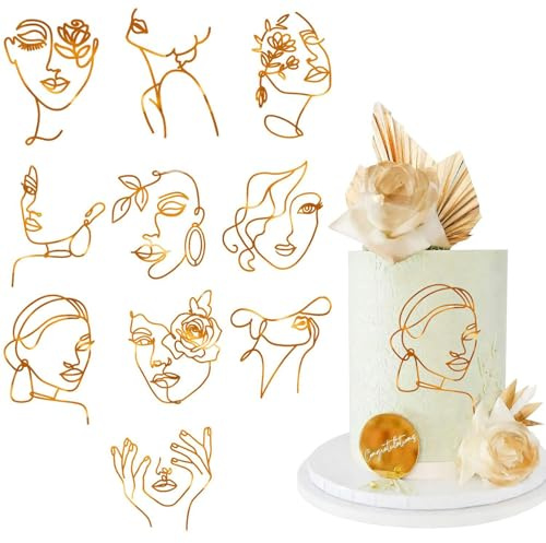 10 decorazioni per torta in acrilico, semplici decorazioni per torte di compleanno, decorazioni per torte da donna, stile bohémien, in acrilico, minimalista, decorazione per torte di compleanno,