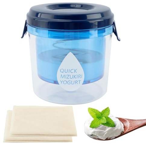 Greek Yogurt Strainer with Lid, Reusable Yogurt Filter with Ultra Fine Mesh Yogurt Strainer to Makes small batches of Thick Creamy Greek or Coconut Yogurt Cheese, Soy Milk(blue)