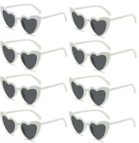 IKOPFLN 8 Paia Occhiali da Sole Cuore Occhiali a Forma di Cuore per Donna Uomo Occhiali da Festa Heart Sunglasses Vintage per Matrimonio Addio al Nubilato Compleanno Carnevale Viaggi