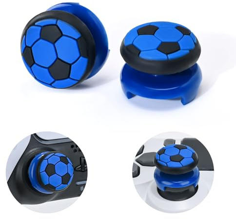 DLseego Thumbstick Grips for PS5/PS4 Controller,2PCS High Rise Thumb Stick Grips Silicone 3D Football Texture Design Anti Slip Controller Joystick Cover Compatible with PS4/PS5,Blue